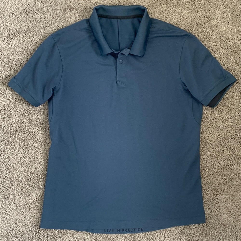 Lululemon men’s Live in Practice polo large, cobalt